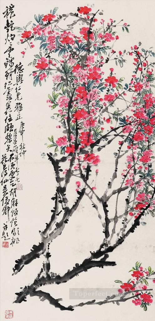 呉滄朔桃の花アンティーク中国油絵